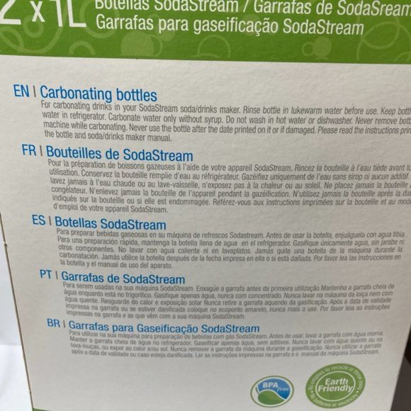 SodaStream Carbonating Bottles 2 Pack 1 Liter NEW - Picture 5 of 15